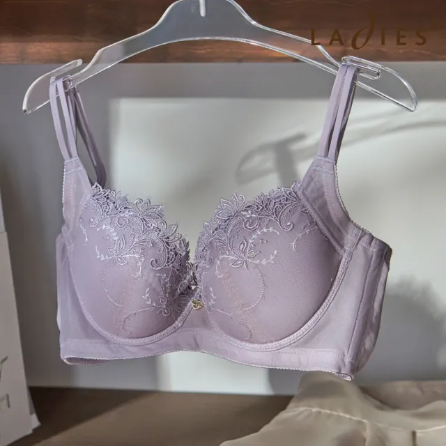 【Ladies 蕾黛絲】顯瘦雙背片靠過來C-F包覆收副乳內衣(藕紫)