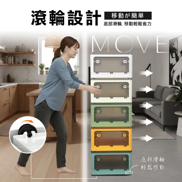 【ONE HOUSE】30L 藤原五開門巨無霸折疊收納箱(可疊加/掀蓋整理箱/收納櫃)