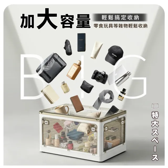 【ONE HOUSE】45L 藤原五開門巨無霸折疊收納箱 4入(可疊加/掀蓋整理箱/收納櫃)