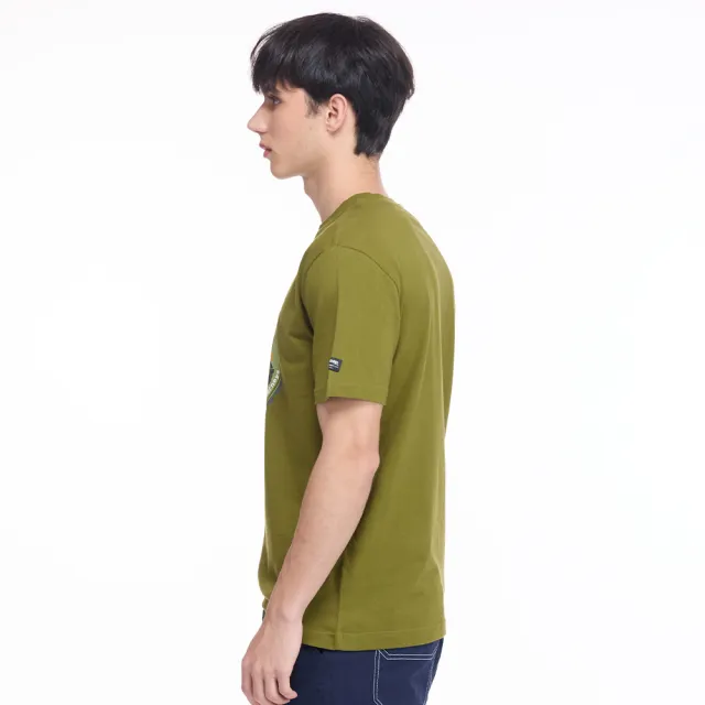【JEEP】男裝 美式徽章視覺印花短袖T恤(綠色)