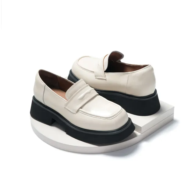 【FAIR LADY】出清品_小時光 簡約時尚厚底樂福鞋(奶油/5A2990 女鞋)