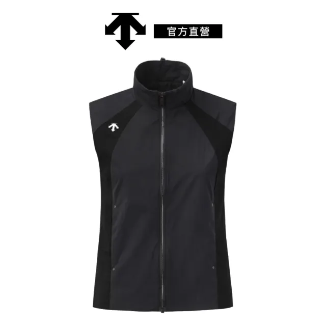 【DESCENTE】GOLF 迪桑特 ACMT 女士 弧線立領高爾夫背心(黑色)