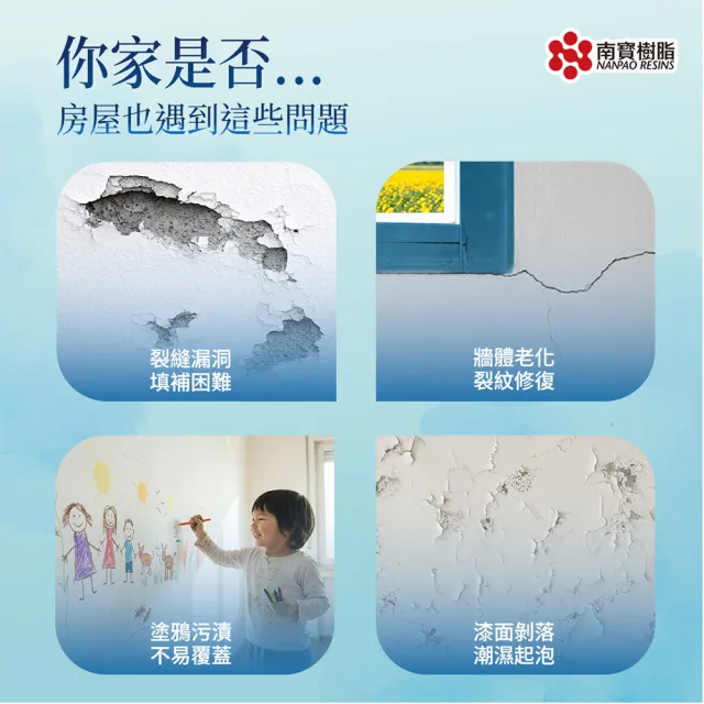 南寶樹脂 NANPAO  彈性補牆膏 彈性批土 防水 無毒無味 高彈性 強力附著 5kg裝