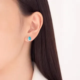 【UME.Acce】海洋星鑽耳環(S925純銀耳針耳環 水滴藍鑽耳環 藍色鋯石)