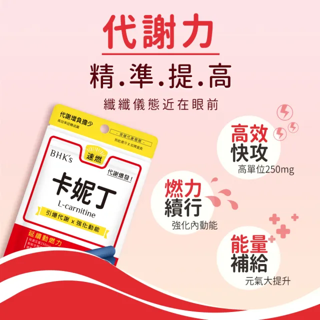 【BHK’s】卡妮丁_L-肉鹼 素食膠囊 3袋 (30粒/袋)
