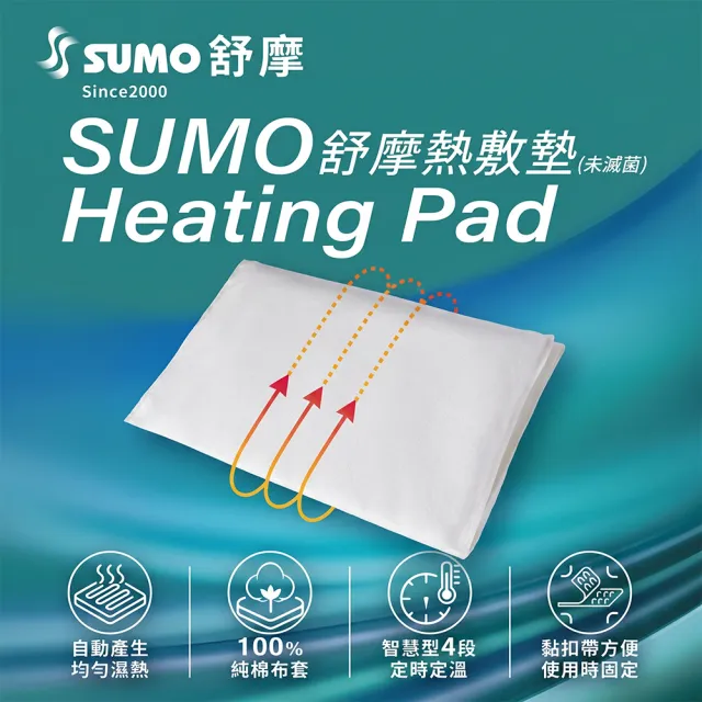 【SUMO 舒摩】熱敷墊定時型14x14英吋(35×35公分)