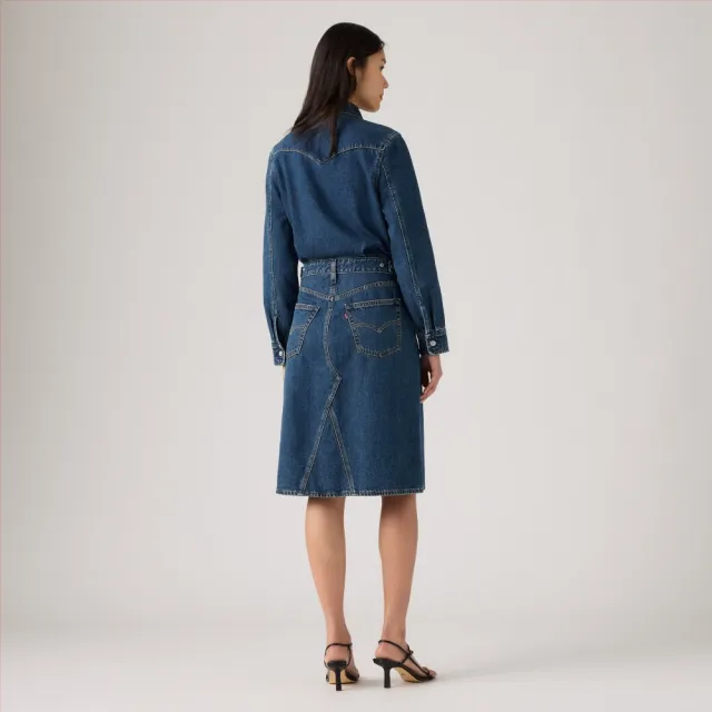【LEVIS】長袖A字西部風格洋裝 女生上衣 人氣新品 005NZ-0003