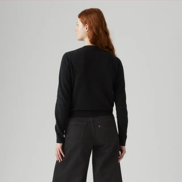 【LEVIS】超柔圓領開襟衫 / 微彈性 / 黑 女生上衣 人氣新品 0037P-0000