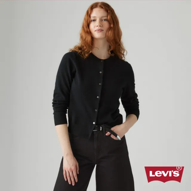【LEVIS】超柔圓領開襟衫 / 微彈性 / 黑 女生上衣 人氣新品 0037P-0000