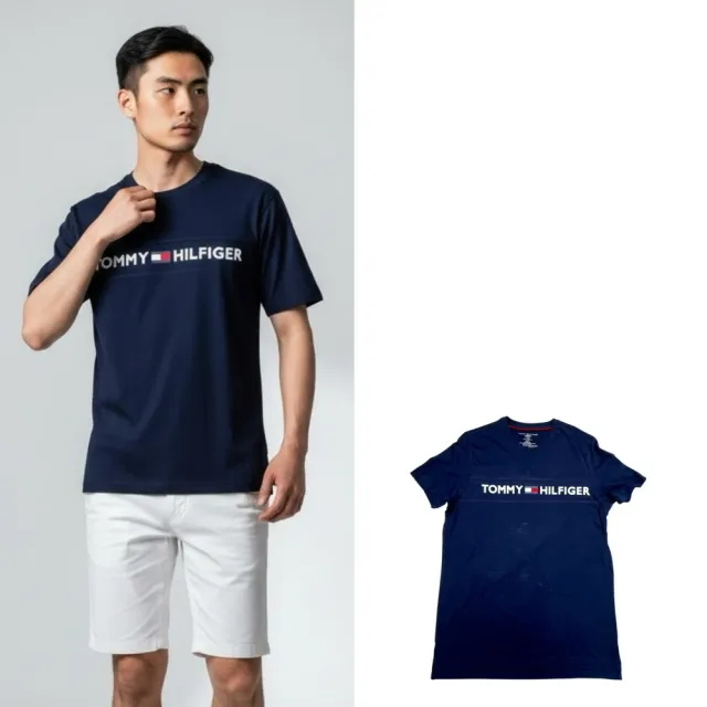 【TOMMY HILFIGER】Tommy Hilfiger 現貨 深藍 前短後長 短袖 湯米 T恤 純棉 短T(短袖 T恤8612CI2)
