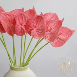 【Floral M】黛安娜心型火鶴甜心粉仿真花花材2入組(人造花/仿真花/假花/花藝DIY/裝飾花材)