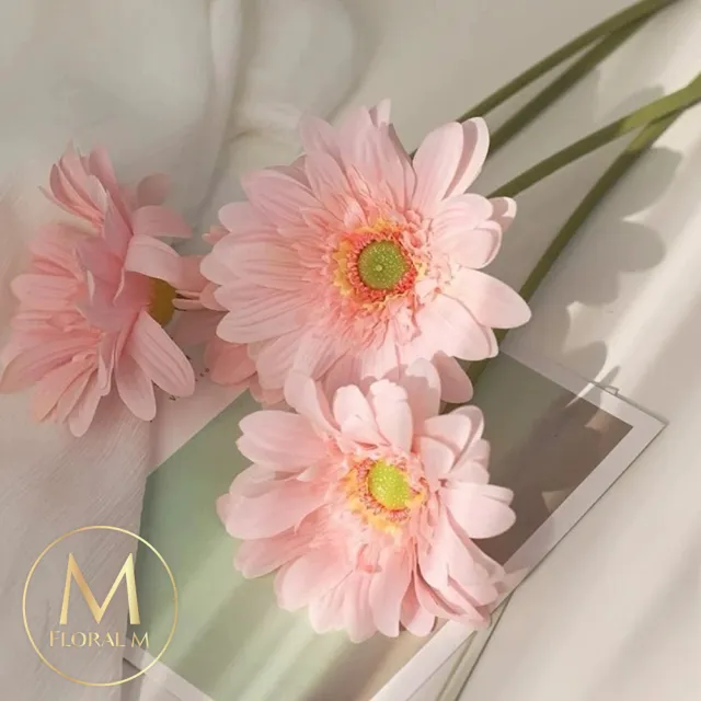 【Floral M】夏日繽紛小太陽非洲菊仿真花花材3入組(人造花/仿真花/假花/花藝DIY/裝飾花材)