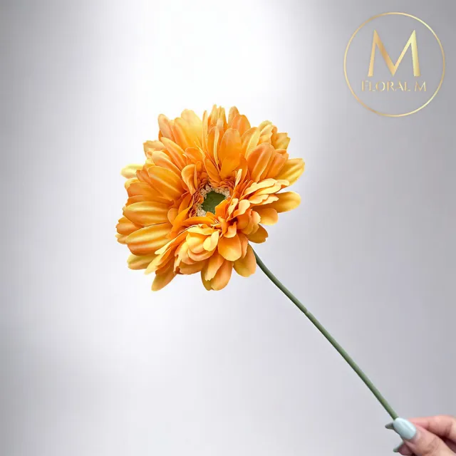 【Floral M】夏日小太陽非洲菊熱情黃仿真花花材3入組(人造花/仿真花/假花/花藝DIY/裝飾花材)