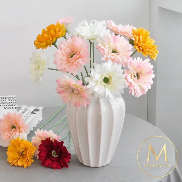 【Floral M】夏日小太陽非洲菊甜蜜粉仿真花花材3入組(人造花/仿真花/假花/花藝DIY/裝飾花材)
