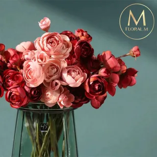 【Floral M】法式浪漫復古茶花仿真花花材6入組(人造花/仿真花/假花/花藝DIY/裝飾花材)
