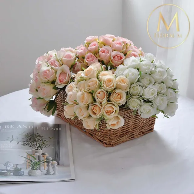 【Floral M】法式西麗雅玫瑰仿真花花材10入組(人造花/仿真花/假花/花藝DIY/裝飾花材)