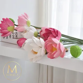 【Floral M】日式上野公園荷花仿真花花材1入組(人造花/仿真花/假花/花藝DIY/裝飾花材)