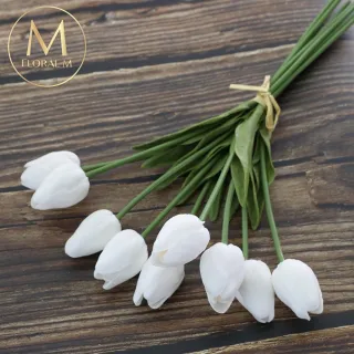 【Floral M】荷蘭蜜桃鬱金香仿真花花材5入組(人造花/仿真花/假花/花藝DIY/裝飾花材)