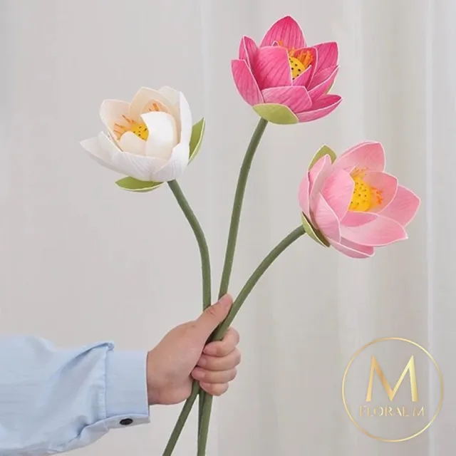 【Floral M】日式上野公園典雅白荷花仿真花花材1入組(人造花/仿真花/假花/花藝DIY/裝飾花材)