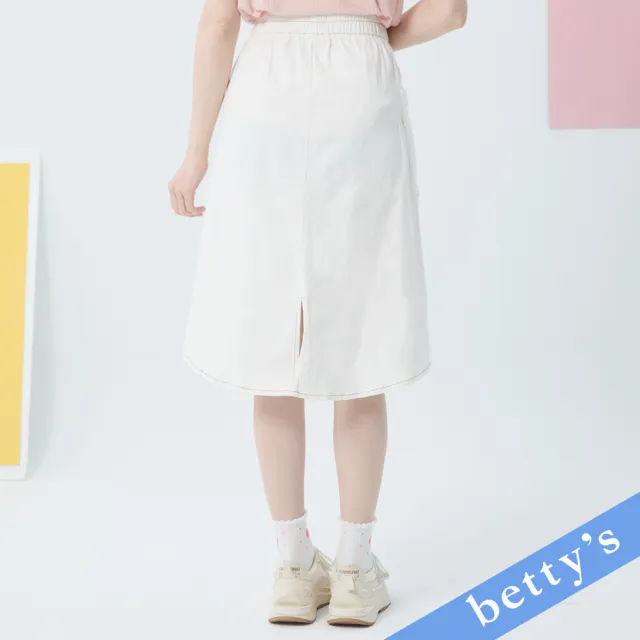 【betty’s 貝蒂思】跳色壓線拼接剪裁七分裙(白色)