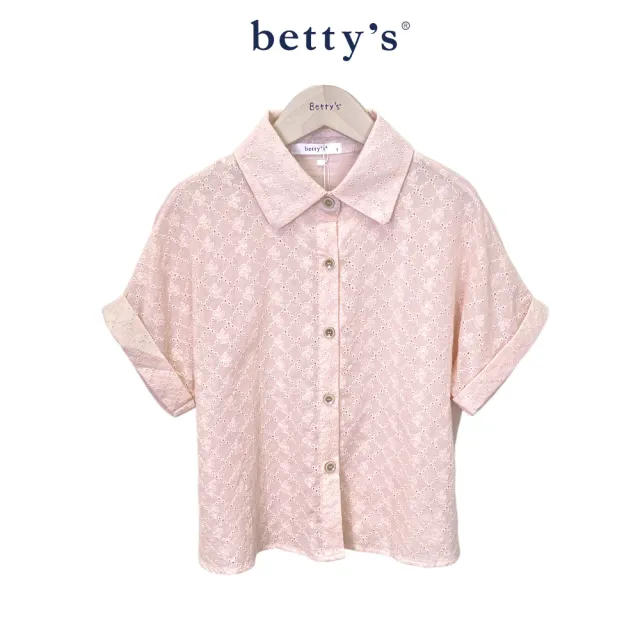 【betty’s 貝蒂思】簡約素面蕾絲短袖襯衫(共二色)