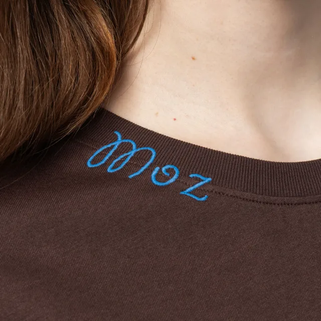 【moz】瑞典 駝鹿 愉快時刻 舒適柔棉 100%純棉短T-巧克力 女款