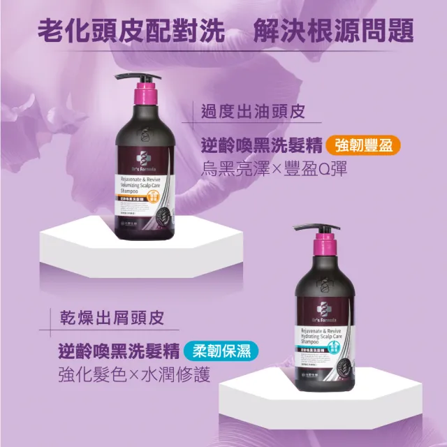 【Dr’s Formula 台塑生醫】逆齡喚黑洗髮精580g 三入組(2款任選)