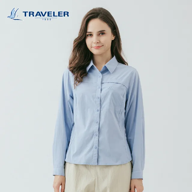 【TRAVELER 旅行者】男女款防蚊吸排抗UV可捲收長袖襯衫｜261TR702
