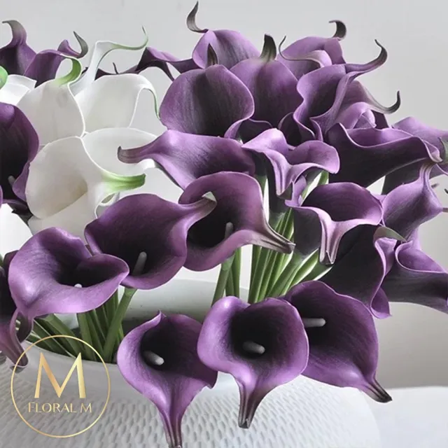 【Floral M】氣質仙女深紫色海芋仿真花花材5入組(人造花/仿真花/假花/花藝DIY/裝飾花材)