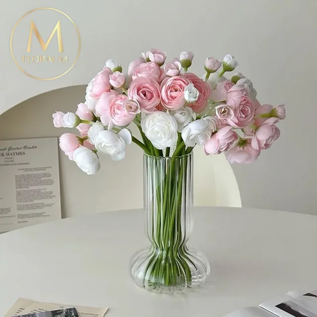 【Floral M】法式浪漫復古茶花優雅白仿真花花材6入組(人造花/仿真花/假花/花藝DIY/裝飾花材)