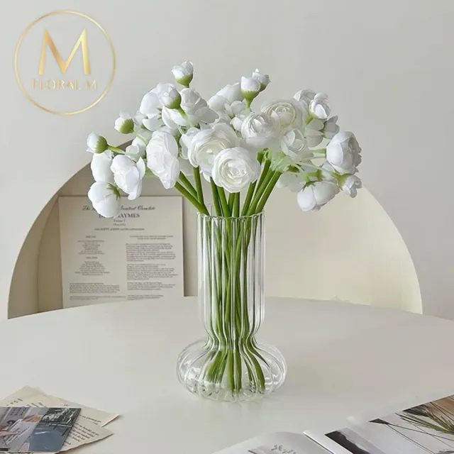 【Floral M】法式浪漫復古茶花優雅白仿真花花材6入組(人造花/仿真花/假花/花藝DIY/裝飾花材)