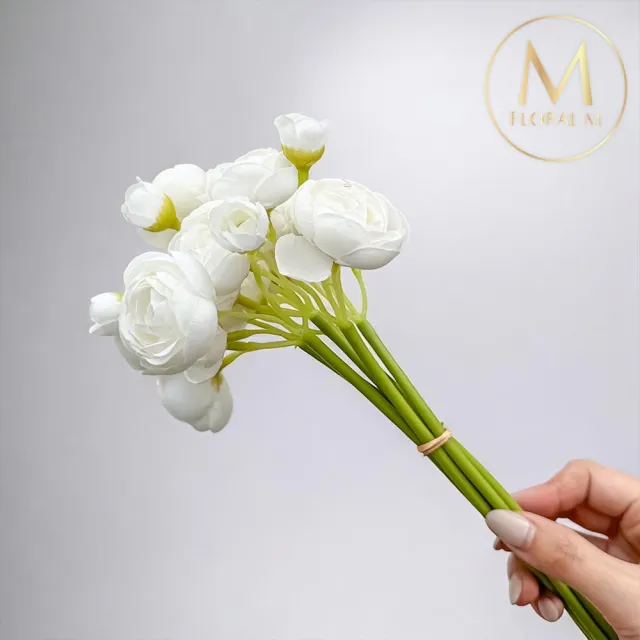 【Floral M】法式浪漫復古茶花優雅白仿真花花材6入組(人造花/仿真花/假花/花藝DIY/裝飾花材)