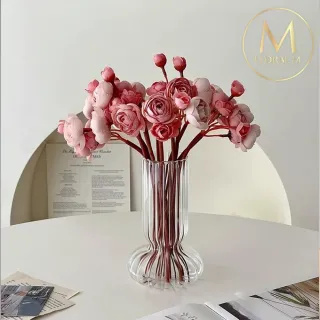 【Floral M】法式浪漫復古茶花胭脂粉仿真花花材6入組(人造花/仿真花/假花/花藝DIY/裝飾花材)
