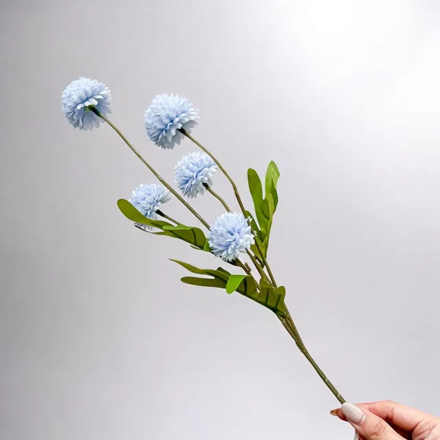 【Floral M】夏日繽紛圓舞曲天空藍乒乓菊仿真花花材1入組(人造花/仿真花/假花/花藝DIY/裝飾花材)
