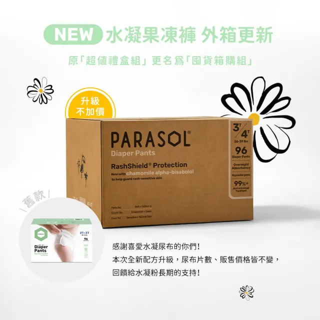 【PARASOL】總代理｜進化版_Clear+Dry 新科技水凝果凍褲 囤貨箱購2箱組 褲型尿布L-XXL(2包/箱)