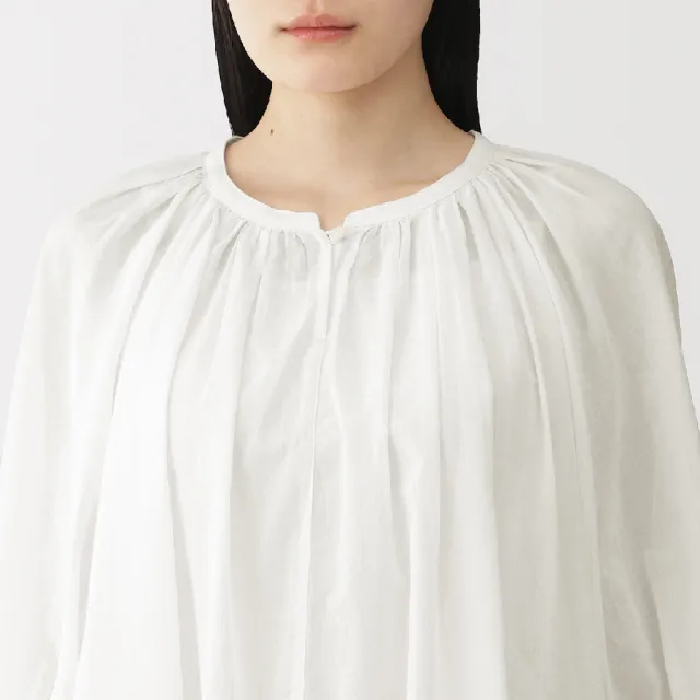 【MUJI 無印良品】女強撚透明感短袖套衫(白色/黑色/煙燻藍)