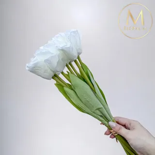 【Floral M】夏日野餐氣息洋桔梗溫柔白仿真花花材7入組(人造花/仿真花/假花/花藝DIY/裝飾花材)