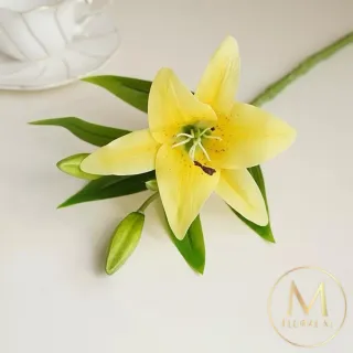 【Floral M】法式花仙女Lily香水百合奶油黃仿真花花材1入組(人造花/仿真花/假花/花藝DIY/裝飾花材)