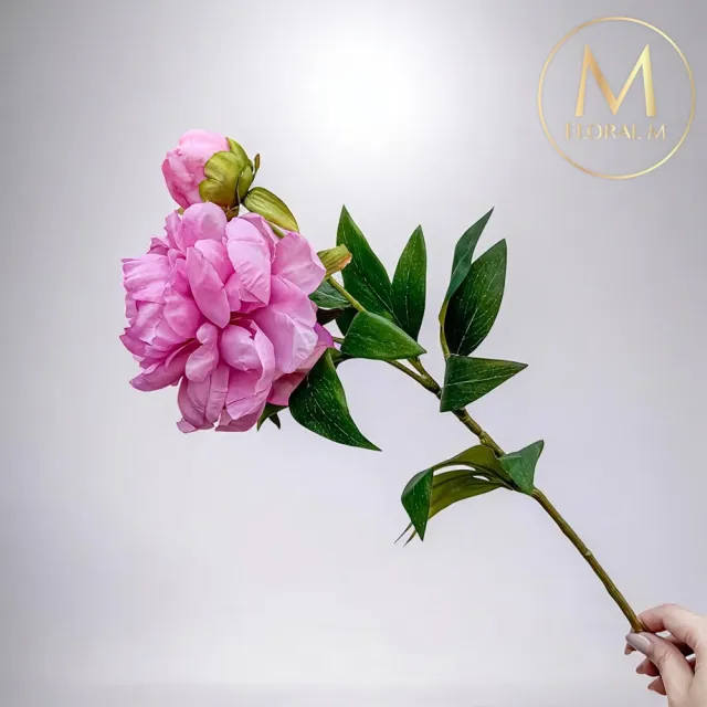 【Floral M】最高級浪漫珊瑚粉公主芍藥仿真花花材1入組(人造花/仿真花/假花/花藝DIY/裝飾花材)