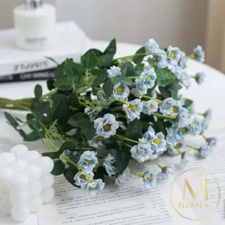 【Floral M】法式迷你薔薇湖水藍仿真花花材1入組(人造花/仿真花/假花/花藝DIY/裝飾花材)