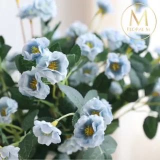 【Floral M】法式迷你薔薇湖水藍仿真花花材1入組(人造花/仿真花/假花/花藝DIY/裝飾花材)