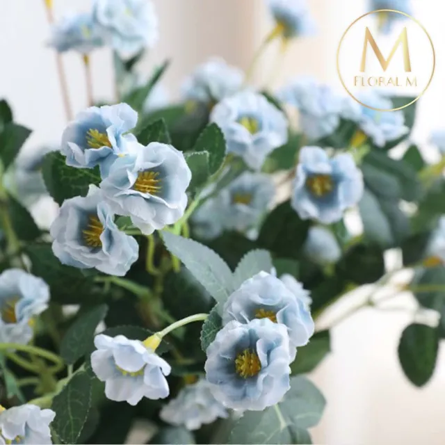 【Floral M】法式迷你薔薇湖水藍仿真花花材1入組(人造花/仿真花/假花/花藝DIY/裝飾花材)