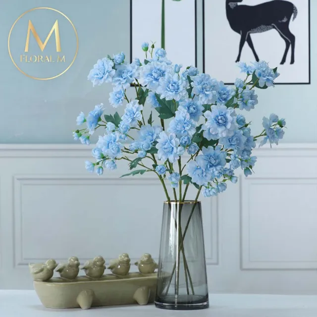 【Floral M】居家花仙子芍藥湖水藍仿真花花材1入組(人造花/仿真花/假花/花藝DIY/裝飾花材)