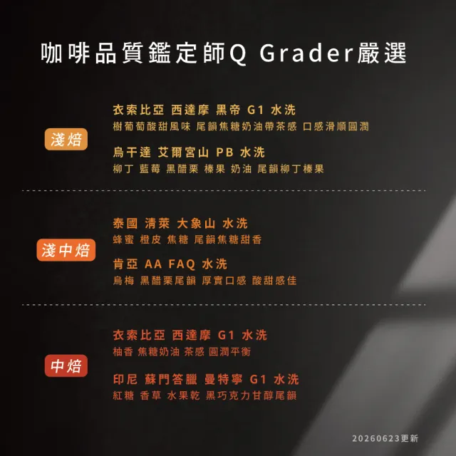 【JC咖啡】莊園咖啡豆 風味驚喜包: 3種烘焙度可選│半磅230gx2袋(淺焙/淺中焙/中焙;新鮮烘焙)
