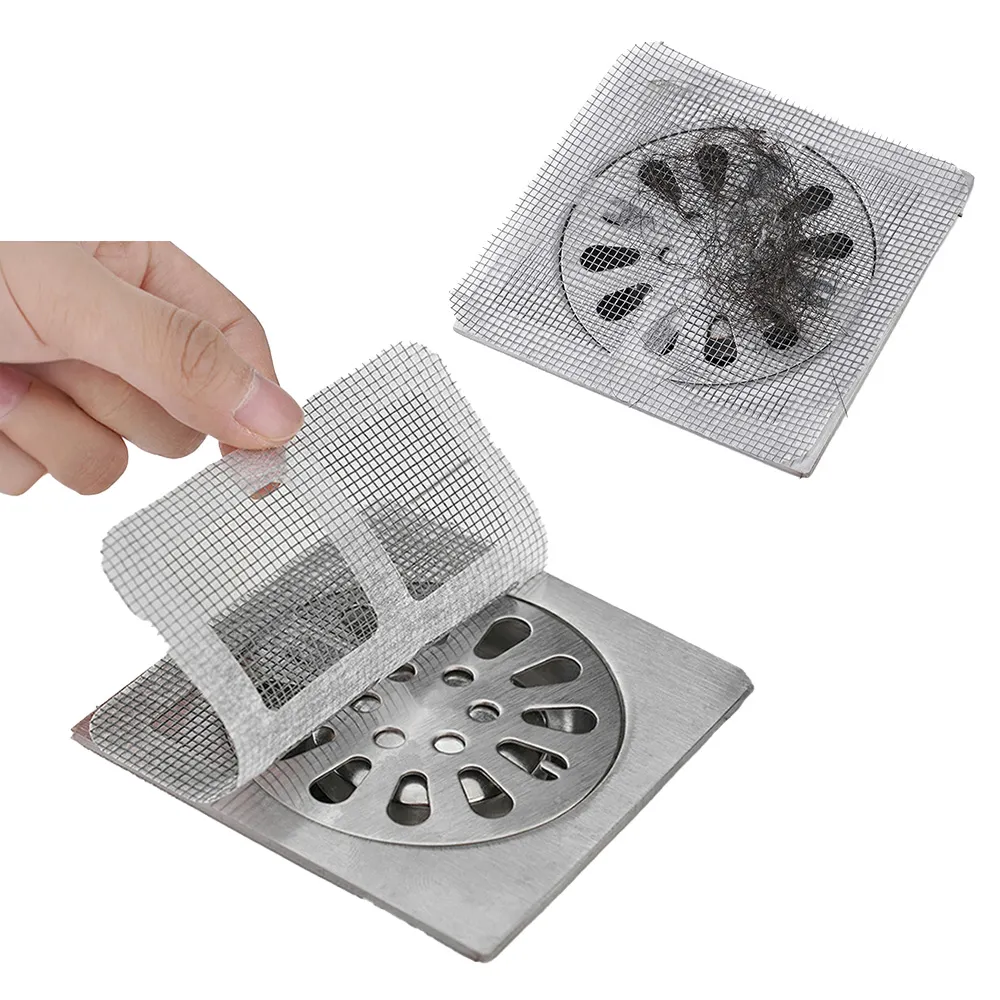 【JHS】排水孔濾網貼 120片-10x10cm 一次性毛髮過濾網(排水孔貼 紗窗貼 廁所/浴室/陽台適用)