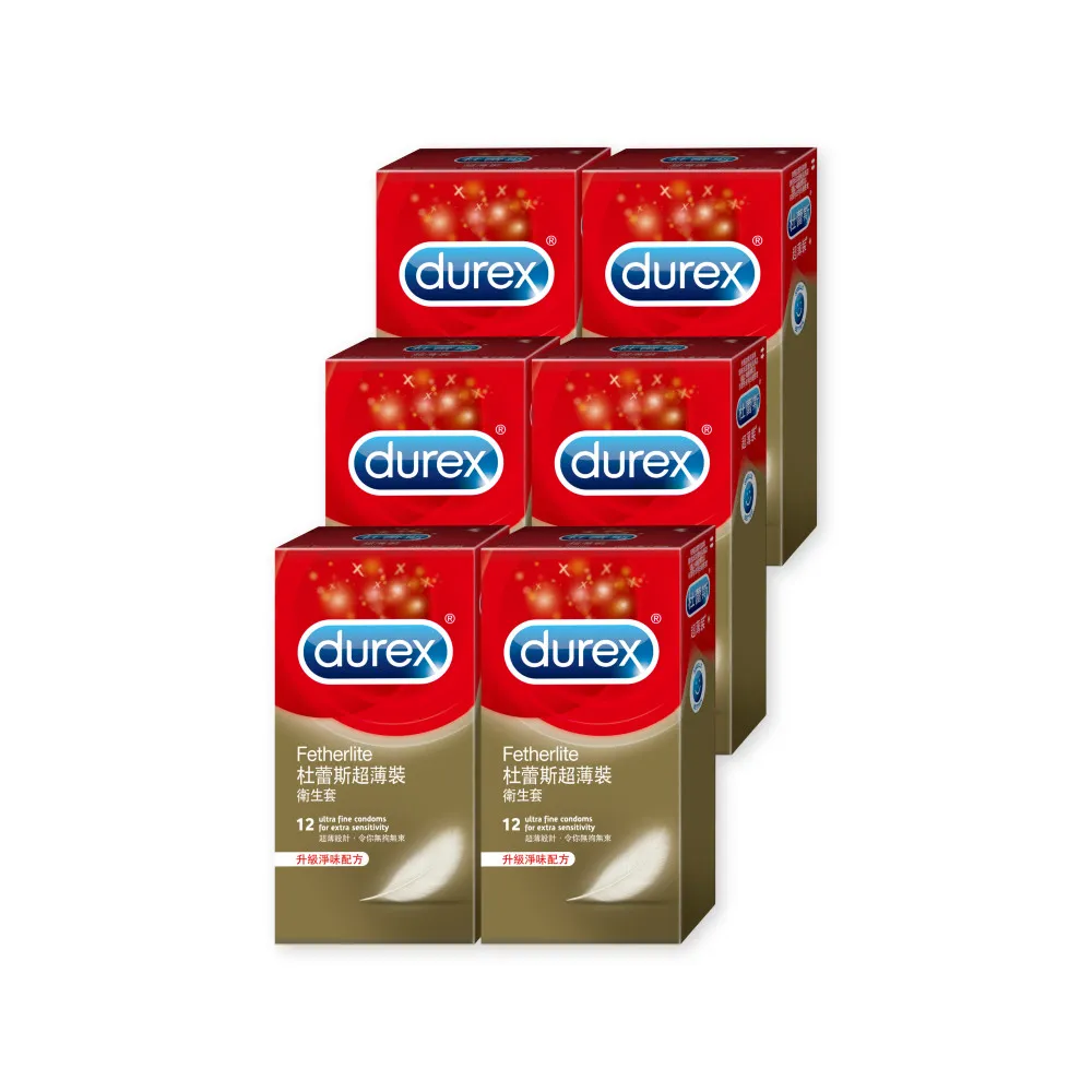【Durex 杜蕾斯】超薄裝衛生套6盒(共72入 保險套/衛生套/避孕套/安全套/避孕/保險套推薦)