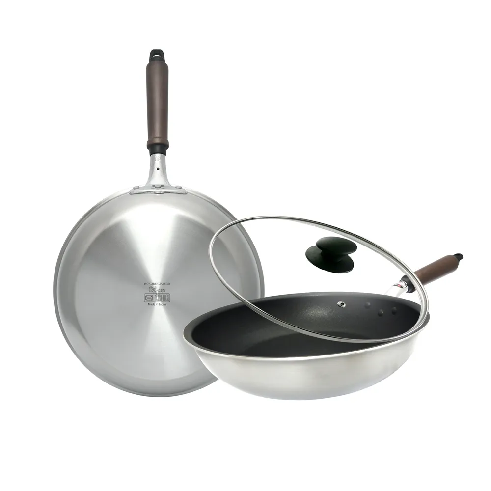 【hokua 北陸鍋具】日本製Plateado EM複合金不沾平底鍋26cm含蓋(可用金屬鏟/IH可用鍋)
