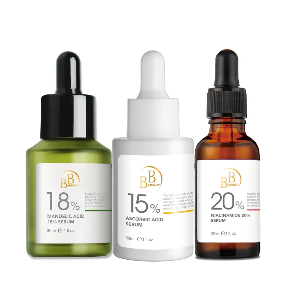 【BB Amino】18%杏仁酸煥膚/15%維他命C淨白/ 20%煙醯胺亮采緊緻精華30ml(三款任選)