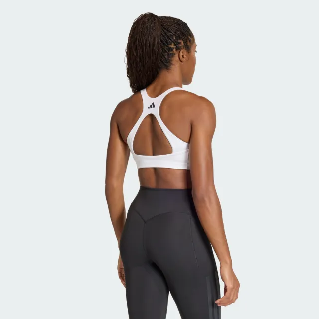 【adidas 愛迪達】運動內衣 女 中度支撐 慢跑 瑜珈 訓練 OPT 3S MS 白 KA0103