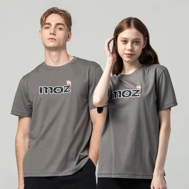 【moz】瑞典 駝鹿 拼布日常 舒適柔棉 100%純棉短T-深灰 男女款